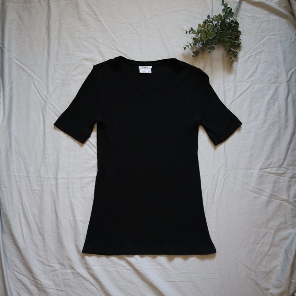 DKNY Short Sleeve Ribbed T-Shirt Black Small - Picture 2 of 7